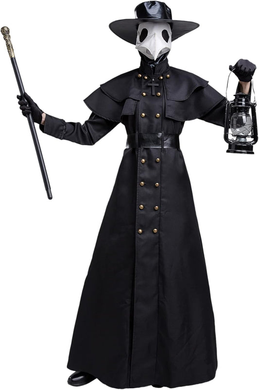 Mittelalter Steampunk Pest-Doktor, XL Schwarz