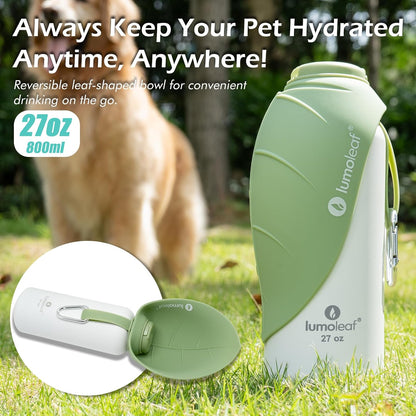 Isolierte Wasserflasche für Hunde, Grün 800 ml