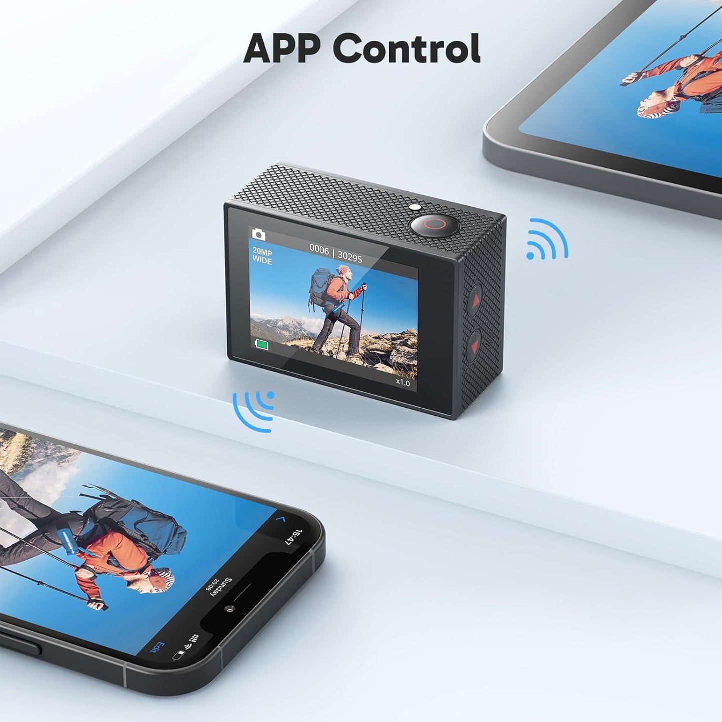 Action Cam 4K30FPS mit Fernbedienung, Schwarz+64GB