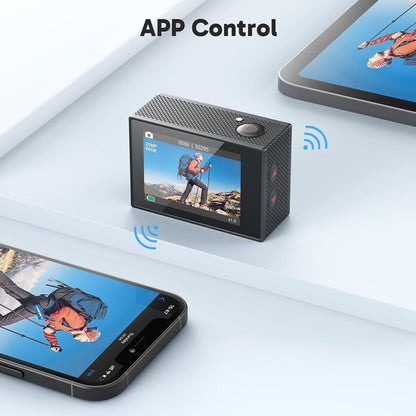 Action Cam 4K30FPS mit Fernbedienung, Schwarz+64GB