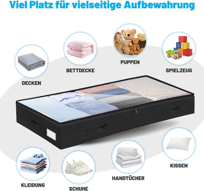 Unterbett Aufbewahrungsboxen-Set (2 Stück, faltbar), Schwarz 10 cm-2pcs