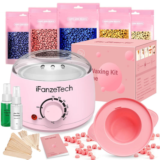Wachsmaschine Set zur Haarentfernung mit Wärmer & Perlen, Pink