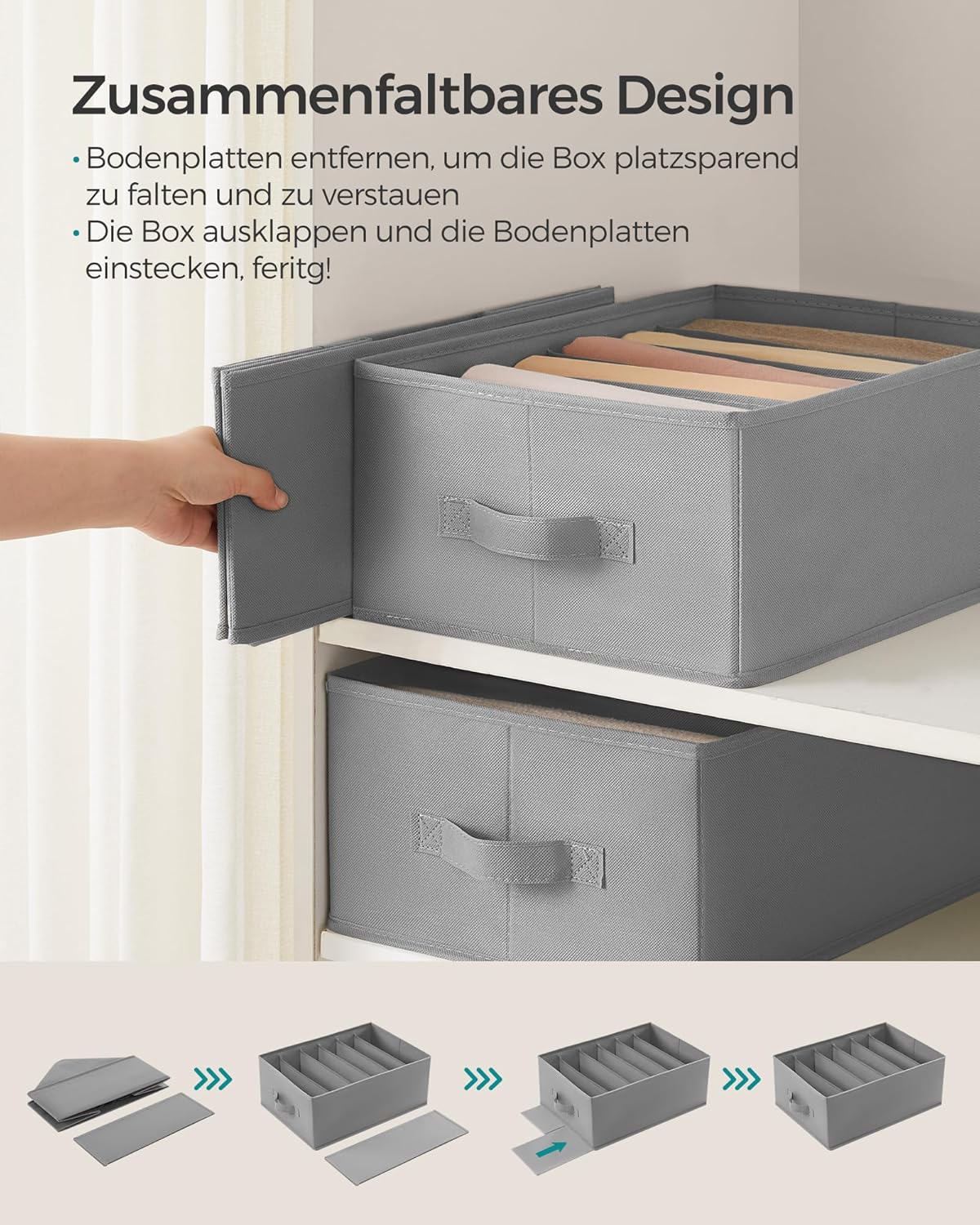 6-teiliges Kleiderschrank-Organizer-Set, Taubengrau