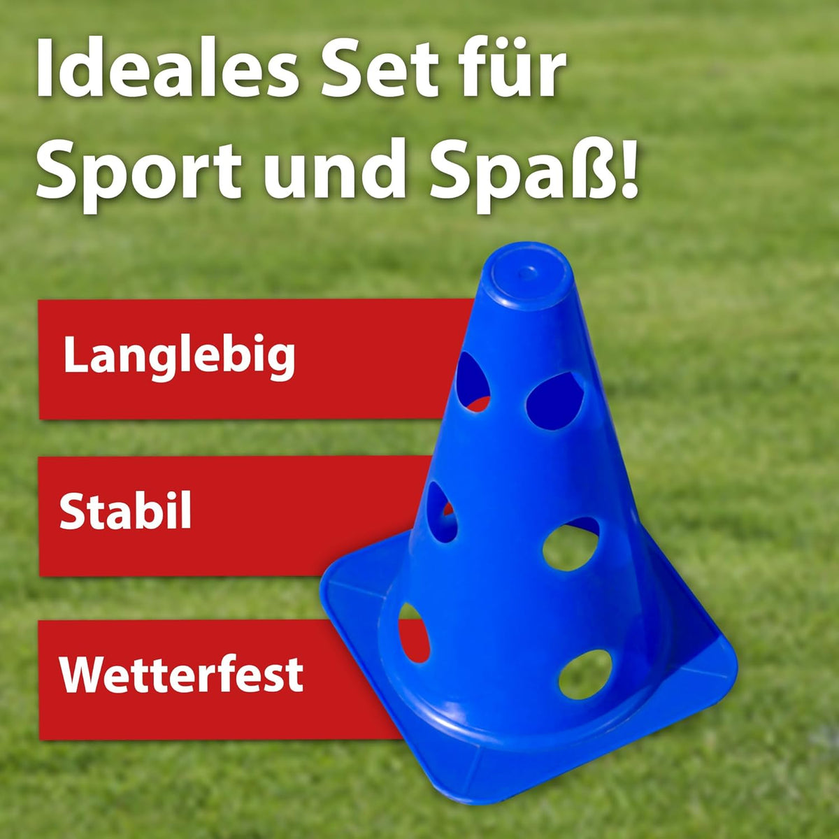 Steckhürdenset mit Hürden und Kegeln, 6 Steckhürden mit 3 Stangen