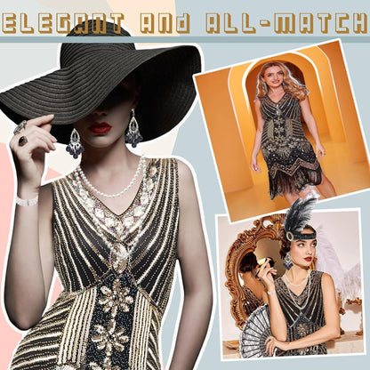 12-teiliges Charleston Kleid mit Accessoires, M