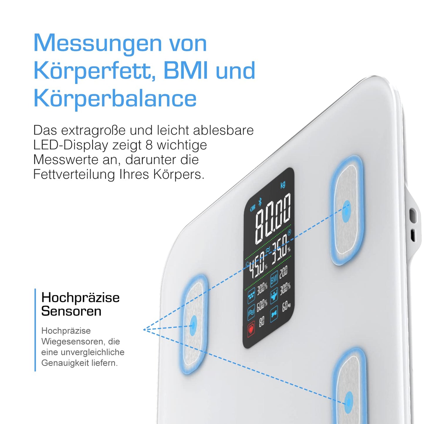 Körperanalyse Waage, Weiss, Premium