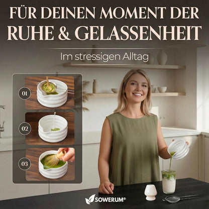 5-teiliges Matcha Set mit Schale & Matchabesen, Weiss