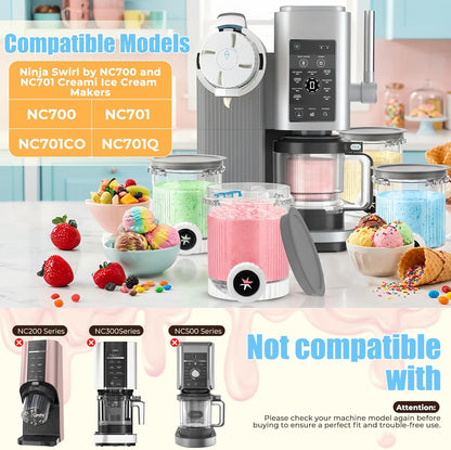4 Stück Eisbehälter für Ninja Creami Swirl NC700 & NC701EU