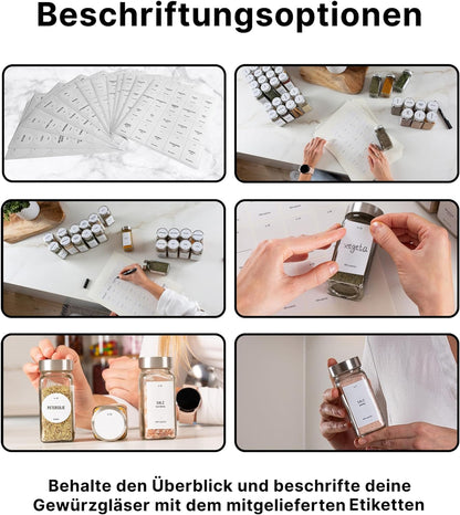 Gewürzgläser-Set mit Schraubkappe, 24er Set - Weiss