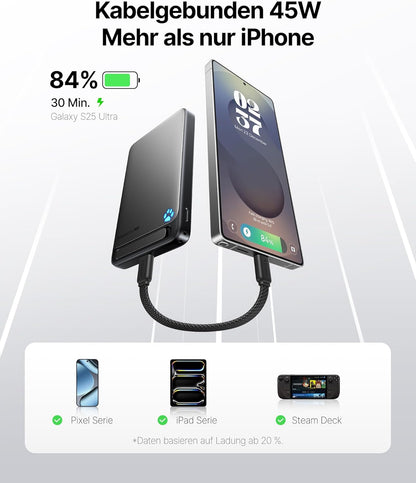Magnetische Powerbank, Schwarz 10000mAh