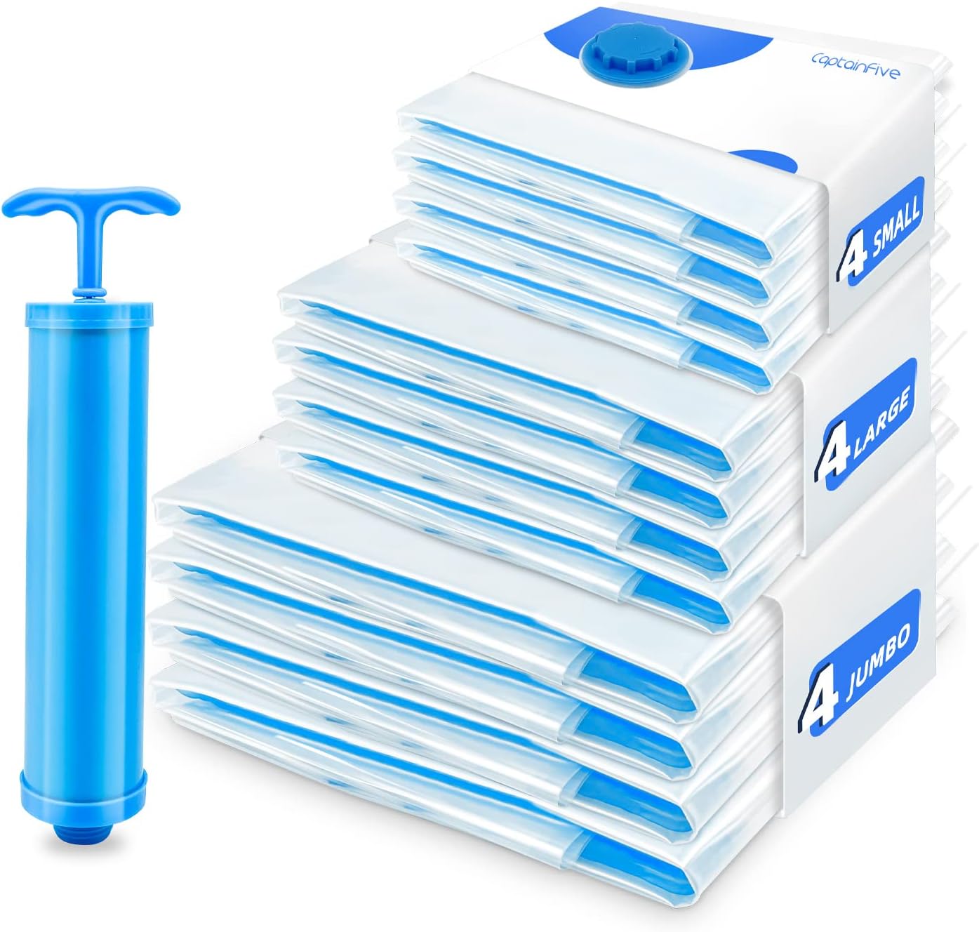 Vakuumbeutel-Set für Kleidung (12 Stück), 12 Stück (4XL + 4L + 4S)