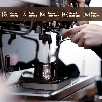 Barista-Waage mit Timer, Schwarz und Silber