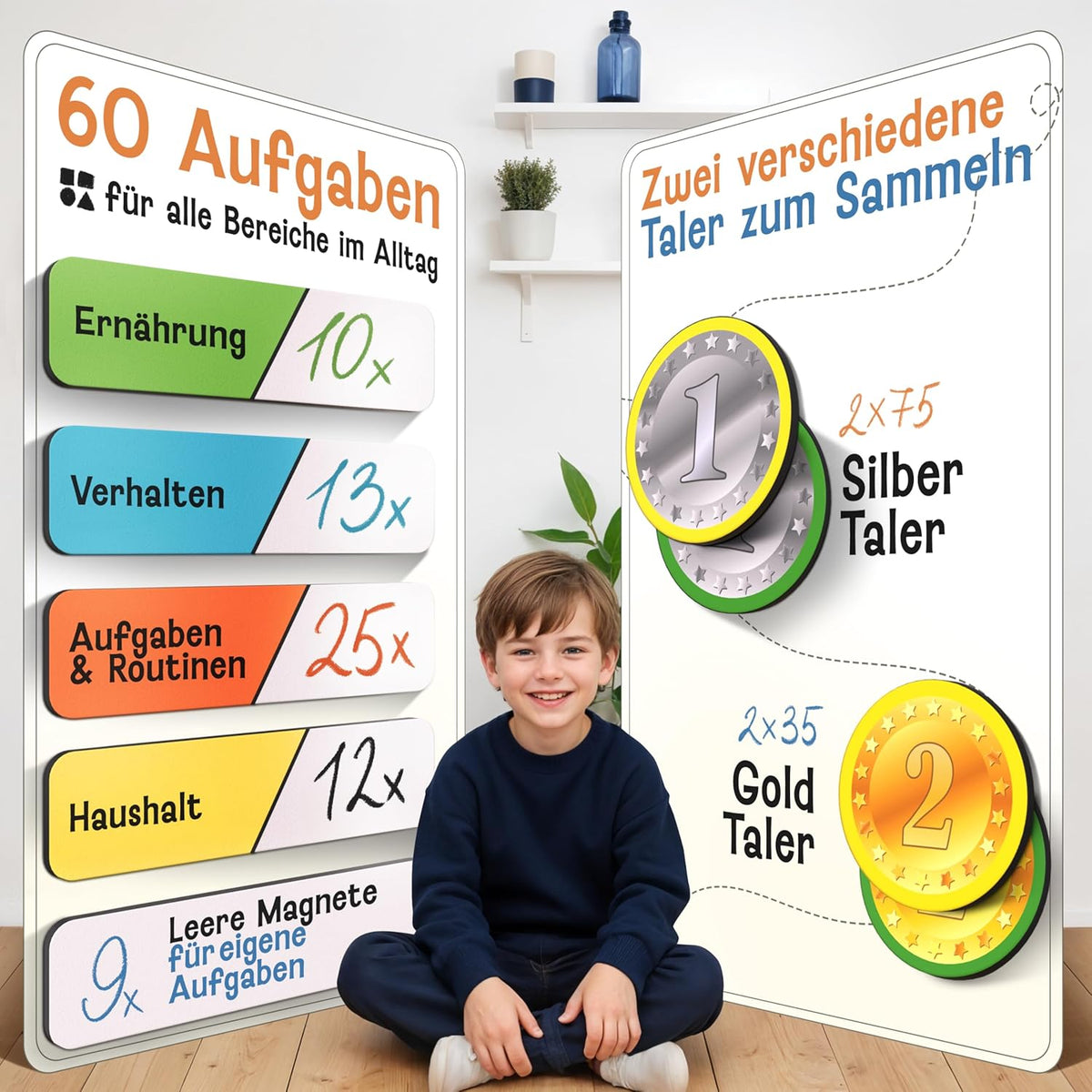 Belohnungstafel, Aufgabenplaner und Magnettafel Kinder, Klassisch Belohnungstafel