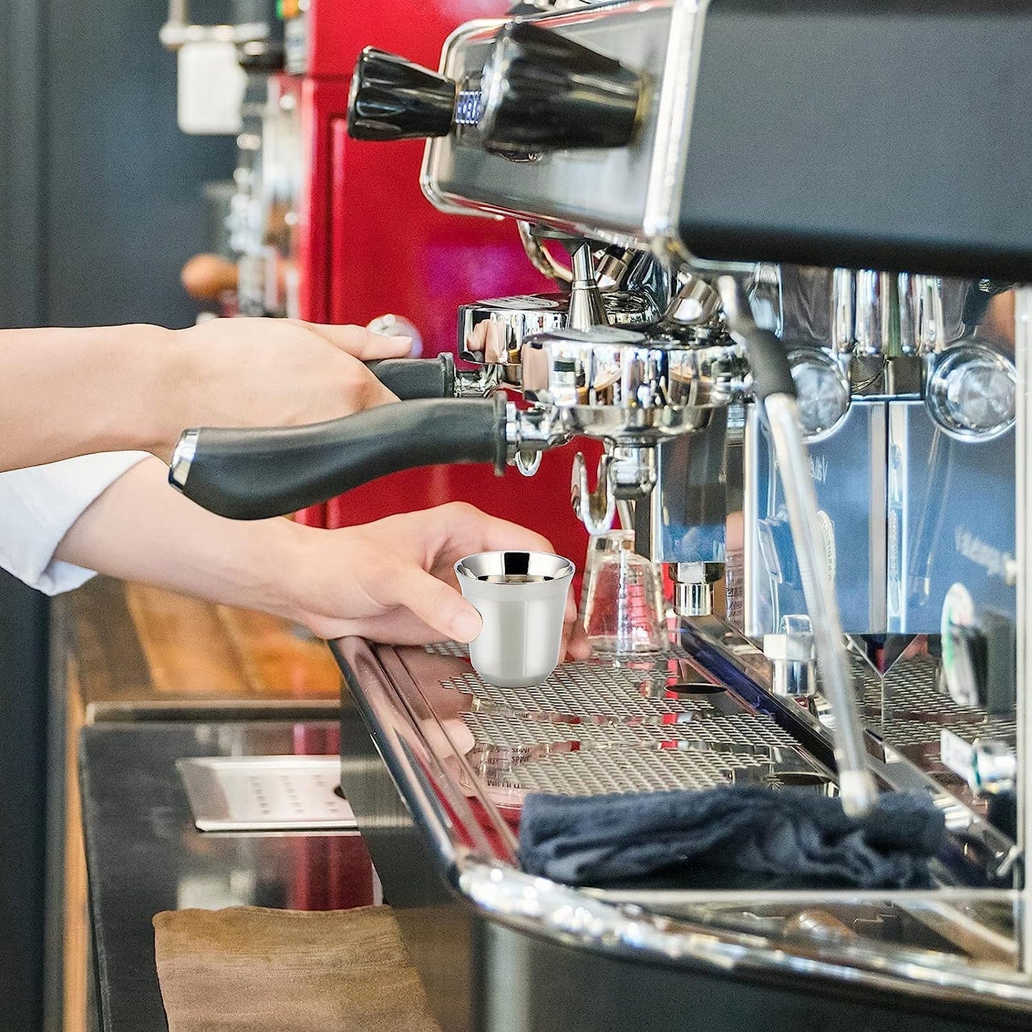 2er-Set Doppelwandige Espressotassen, 75 ml Chrom