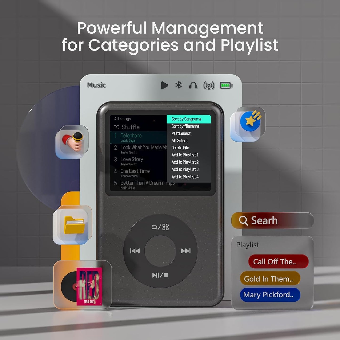 MP3-Player Y1 mit Bluetooth & FM-Radio, schwarz