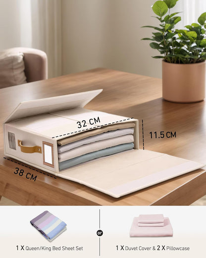Linen Bettwäsche-Organizer Box 3er-Set, Linen Beige