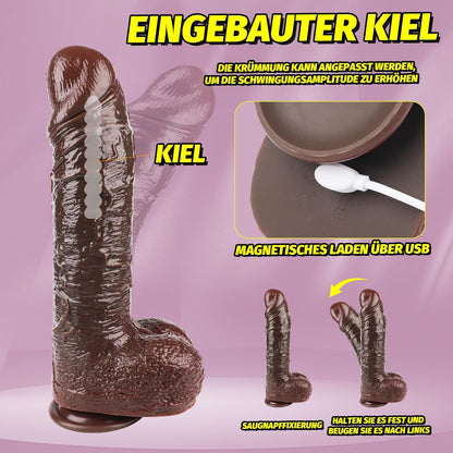 Realistischer Vibrator mit 9 Modi und Stossfunktion, Braun