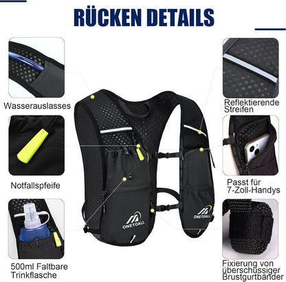 Laufweste mit Trinksystem, schwarz mit soft flask