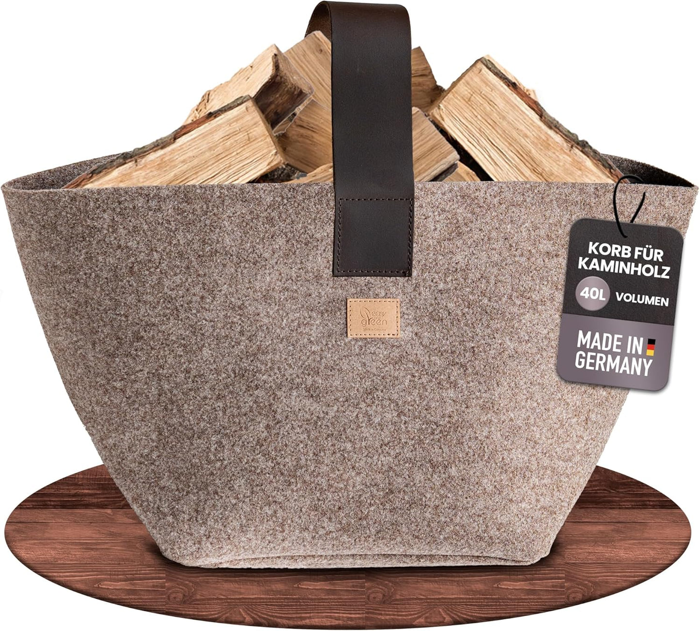 Kaminholzkorb, Beige