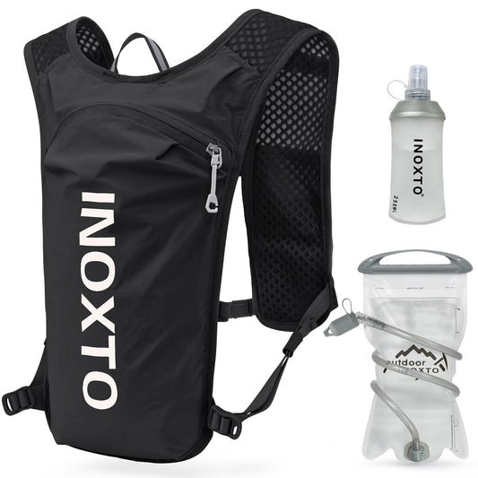Trinkrucksack mit 1.5l Wasserblase, Schwarz und Weiss Standard