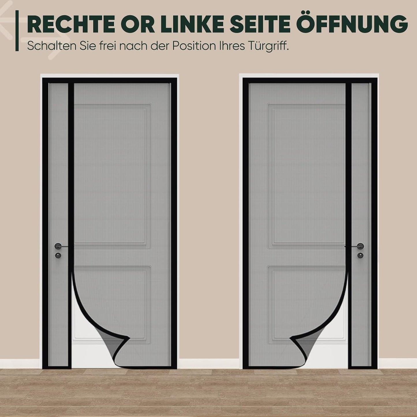 Fliegengitter Tür-Magnetvorhang (seitliche Öffnung), 140x230cm Schwarz (Seitliche Öffnung)