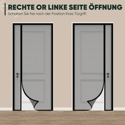 Fliegengitter Tür-Magnetvorhang (seitliche Öffnung), 140x230cm Schwarz (Seitliche Öffnung)