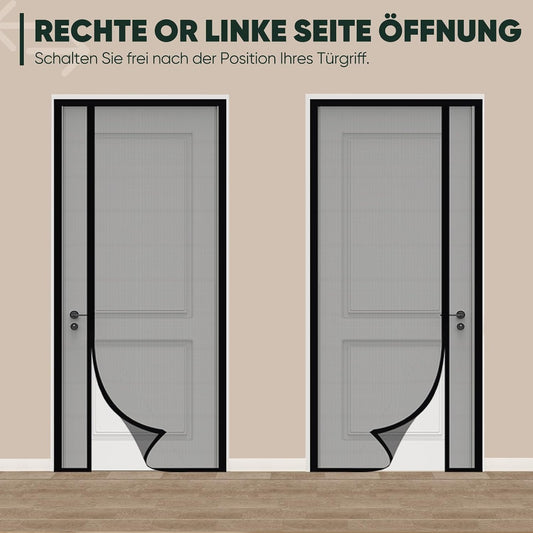 Fliegengitter Tür-Magnetvorhang (seitliche Öffnung), 140x230cm Schwarz (Seitliche Öffnung)