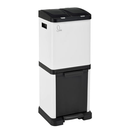 Treteimer mit Mülltrennsystem, Weiss