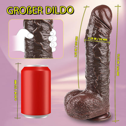 Realistischer Vibrator mit 9 Modi und Stossfunktion, Braun