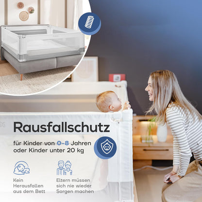 Höhenverstellbares Bettgitter, 180cm Grau
