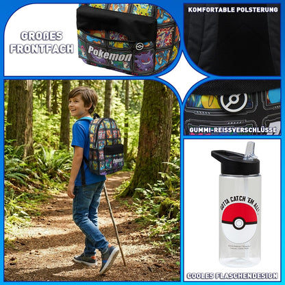 Pokemon Kinderrucksack-Set mit Trinkflasche, Multi Pokemon