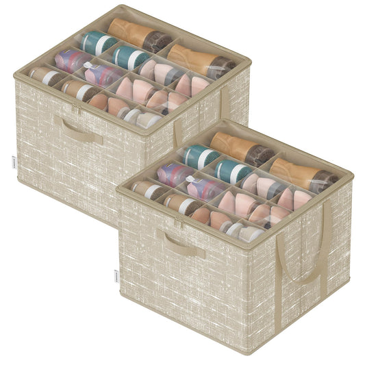 Schuh-Organizer-Set für 32 Paar Schuhe (2 Stück), 2er Set Cappuccinobeige