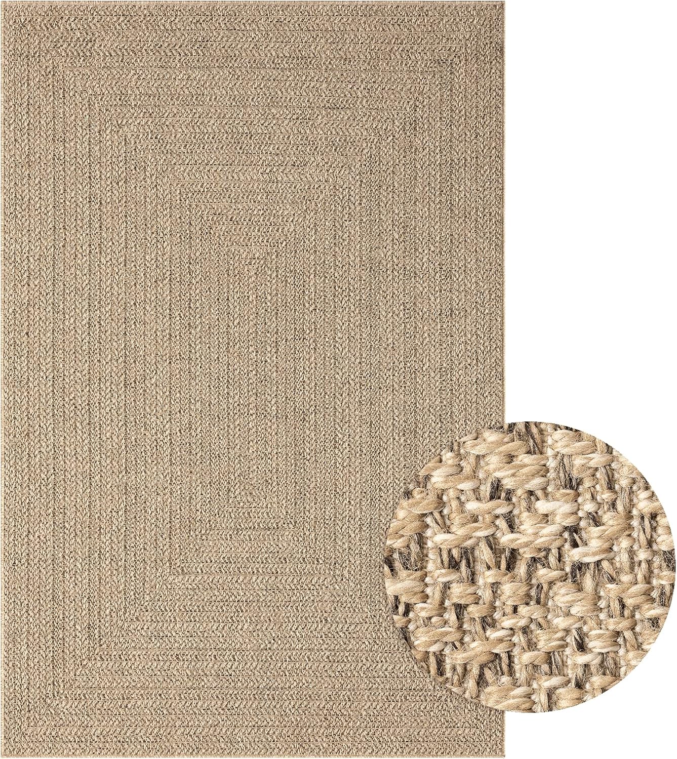 Outdoor-Teppich im Jute-Look (60 x 90 cm), 60 x 90 cm Natur-2