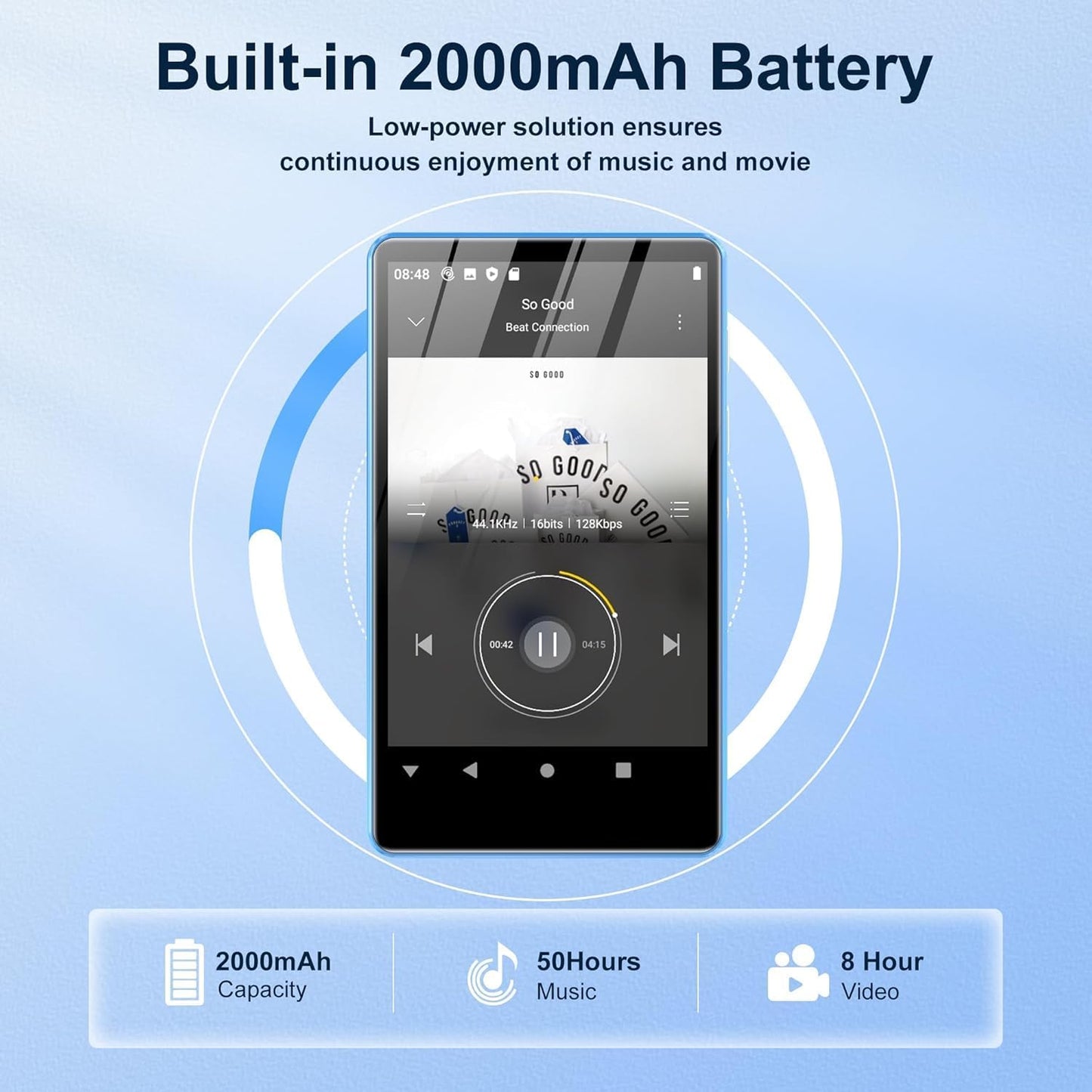 Touchscreen MP3/MP4 Player M503 Pro mit Bluetooth & WiFi, Blau