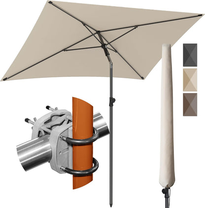 Sonnenschirm Balkonset SunnyShade Plus, Halter Set – 1 x Halter Sunnyeasy + Schirm + Hülle Beige