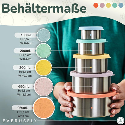 5er-Set Snackboxen mit Deckel, Regenbogen