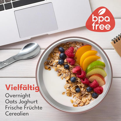 Müslibecher To Go mit Löffel, Rosa 500ml + 150ml