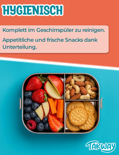 Edelstahl Brotdose mit 3-Fach Unterteilung (800ml), Capybara 3-Fächer