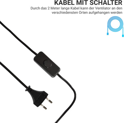 Mobiler Deckenventilator, Schwarz