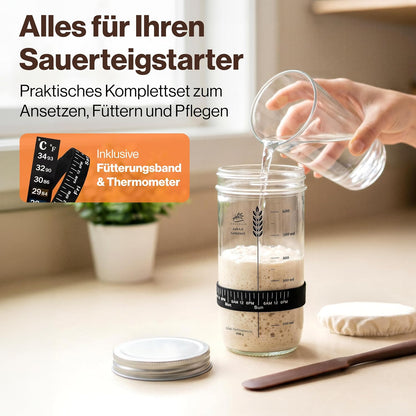 7-teiliges Sauerteig-Starter-Set mit Gärkörbchen, Gärkörbchen Set Rund