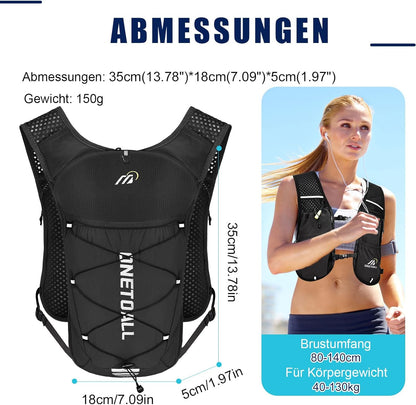 Laufweste mit Trinksystem, schwarz mit soft flask