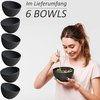 Müslischalen-Set, 6 x 750 ml Anthrazit Schwarz