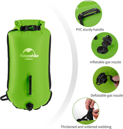 Aufblasbarer Trockensack mit Schwimmhilfe 18L, Leuchtendes Grün