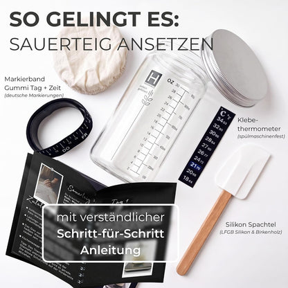 11-teiliges Sauerteig Starter Set mit Gärkörbchen, Sauerteig Set Xxl, 11-teilig
