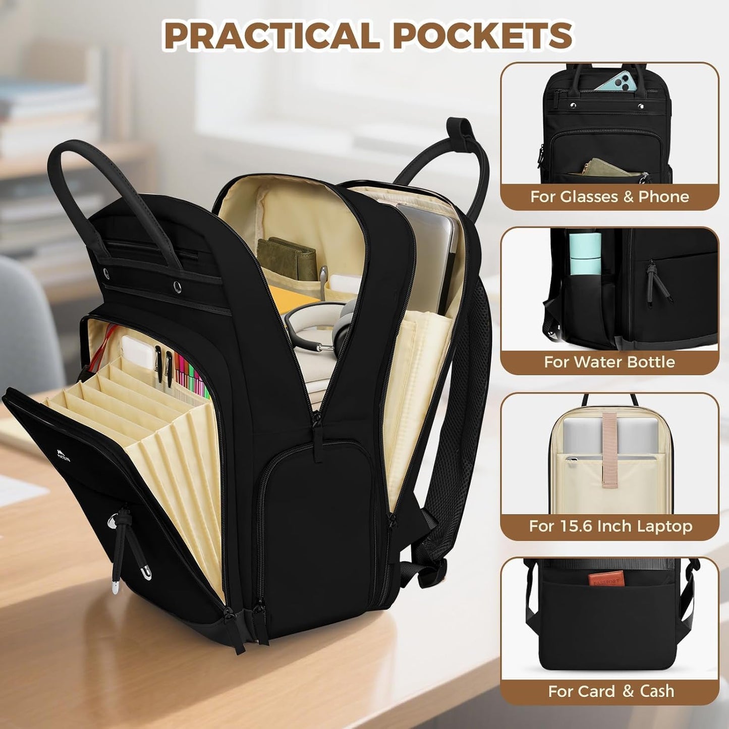 Rucksack mit Kühlfach und Laptopfach, Schwarz