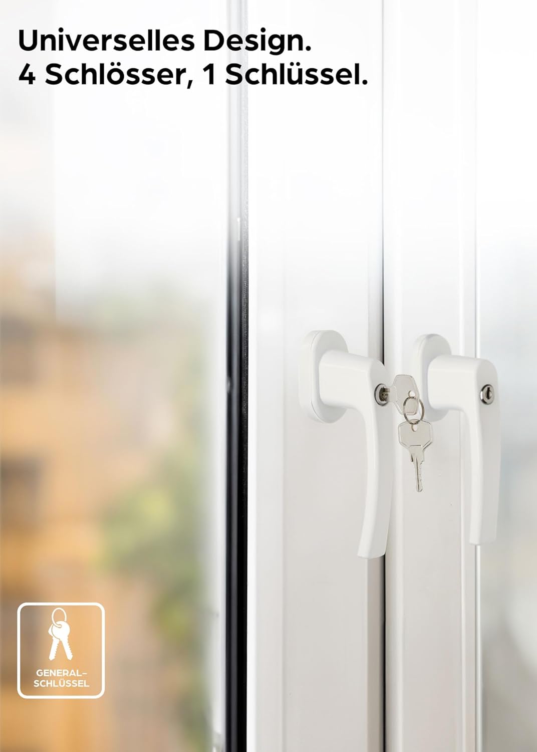 Abschliessbare Fenstergriffe, 4er-Set, kindersicher, 4 Stück