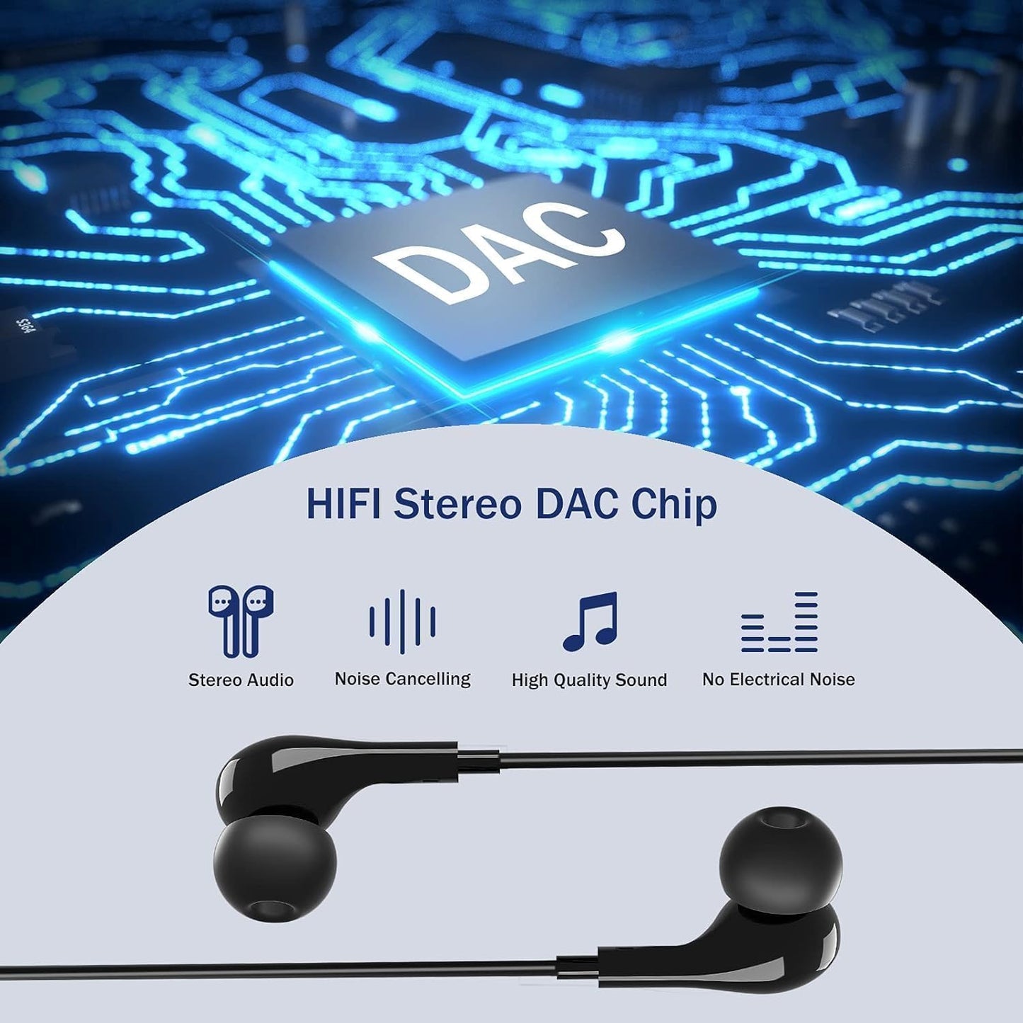 In-Ear Kopfhörer mit Mikrofon, Schwarz USB Typ C