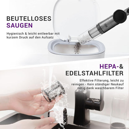 Kabelloser Akkustaubsauger mit Ladehalterung