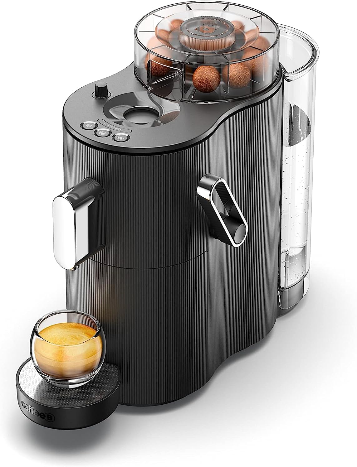 CoffeeB Globe Kaffeemaschine mit kompostierbaren Kaffeebällen, Schwarz +90 Bälle LUNGO