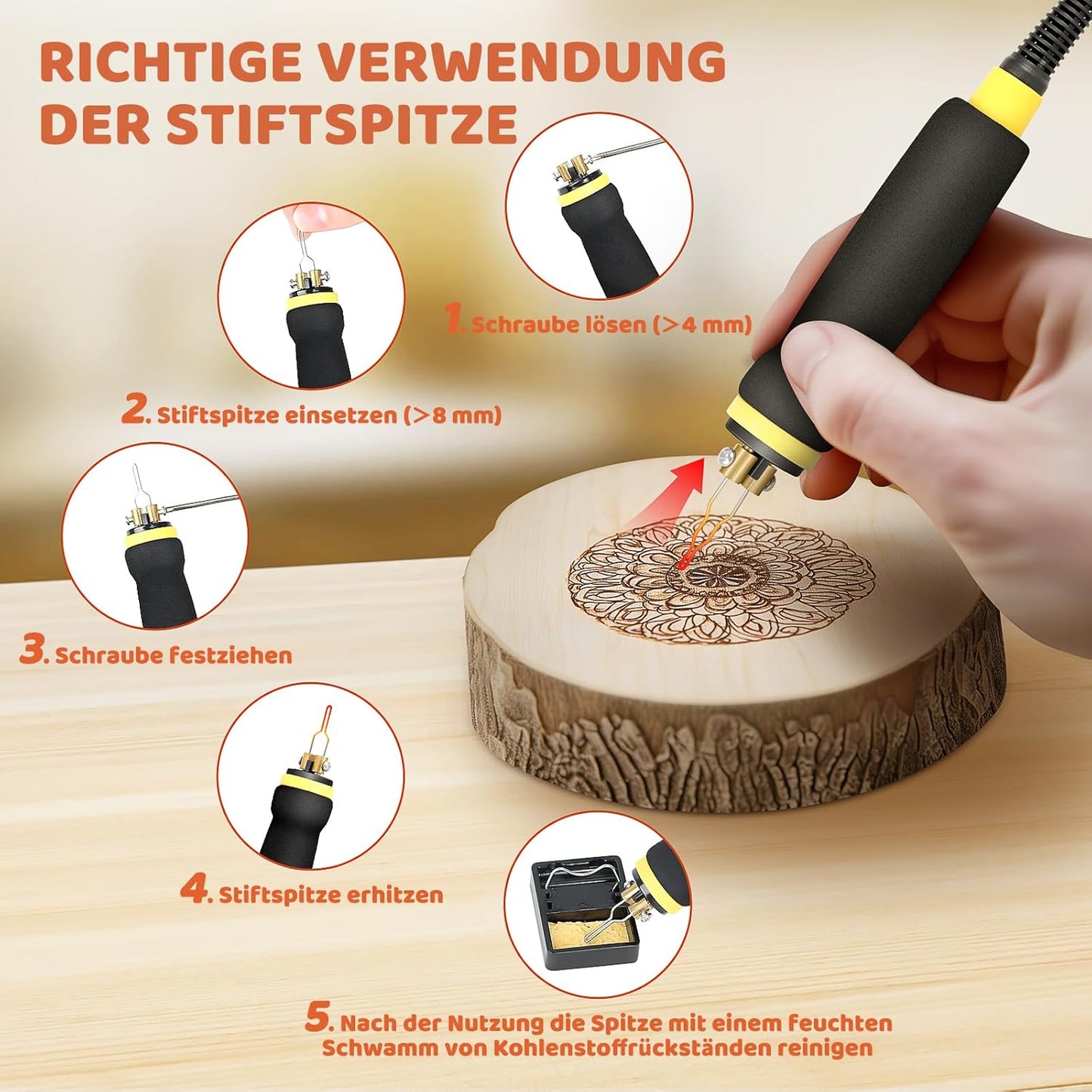 Pyrographie-Set mit LCD-Display und 21 Spitzen, Doppel-pyrographie-stifte